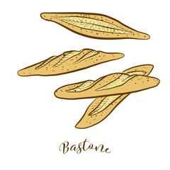 Colored sketches of Bastone bread