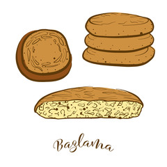 Colored sketches of Bazlama bread