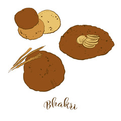 Colored sketches of Bhakri bread - obrazy, fototapety, plakaty