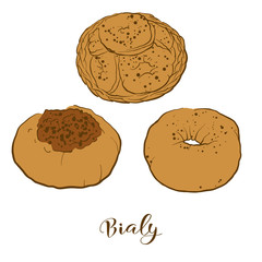 Colored sketches of Bialy bread