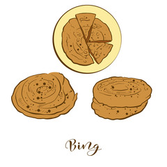 Colored sketches of Bing bread