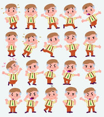 Cartoon character businessman in casual style. Set with different postures, attitudes and poses, always in negative attitude, doing different activities in vector vector illustrations.