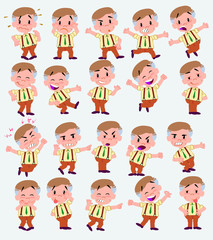 Cartoon character businessman in casual style. Set with different postures, attitudes and poses, doing different activities in isolated vector illustrations.
