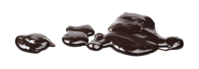 Melted chocolate, icing for cake and ice cream isolated on white background