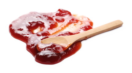 Mixed fruit marmalade isolated on white background