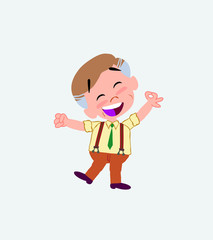 Businessman in casual style exulting in happiness