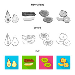 Vector illustration of food  and raw  symbol. Set of food  and nature   stock symbol for web.