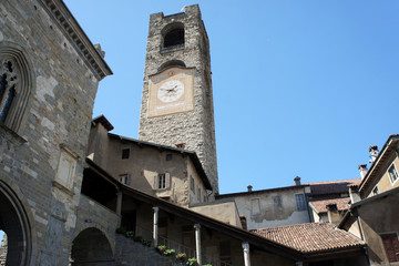 Fototapeta na wymiar Italy.Bergamo.Campanone-12th century tower with scenic views.
