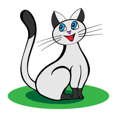 Vector illustration of Cat cartoon. Cute grey kitten