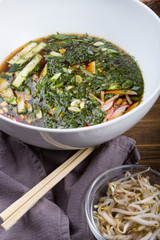 Traditional russian cold soup okroshka