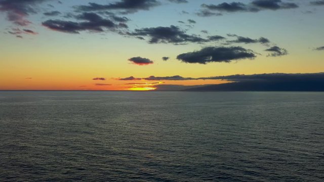 Aerial view of beautiful sunrise on Tenerife