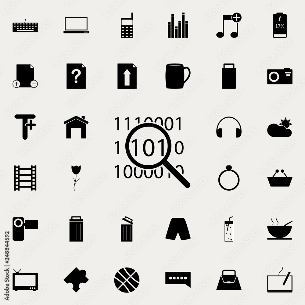 Aufkleber digital code under magnifying glass icon. web icons universal set for web and mobile on white backgr