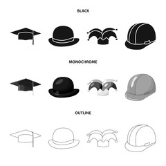 Isolated object of clothing and cap icon. Collection of clothing and beret vector icon for stock.