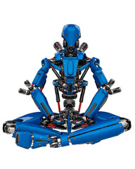 mega blue robot super drone in a white background