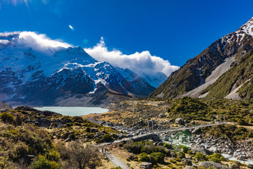 Hooker Valley Track in Aoraki National Park, New Zealand, South Island