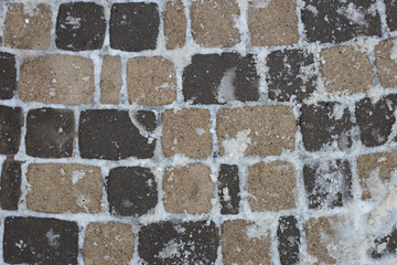 texture of paving stone with snow