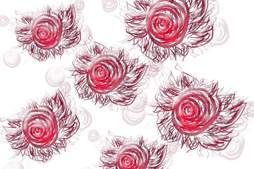 Abstract roses on a white background, St. Valentine's Day