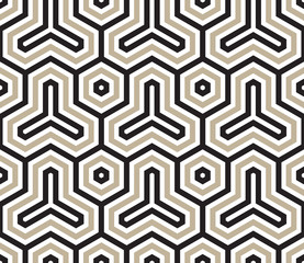 Hexagon. Decorative Scandinavian geometric modern pattern for the background, tile and textiles. It is assembled from modular parts. Vector. Seamless.