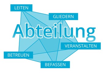 Abteilung - Begriffe verbinden, Farbe blau