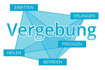 Vergebung - Begriffe verbinden, Farbe blau