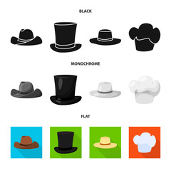 Vector illustration of clothing and cap icon. Collection of clothing and beret vector icon for stock.