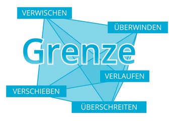 Grenze - Begriffe verbinden, Farbe blau