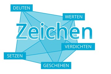 Zeichen - Begriffe verbinden, Farbe blau