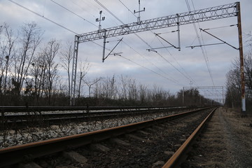 Fototapeta na wymiar Railway Tracks. Train Tracks. Railroad. Railway infrastructure