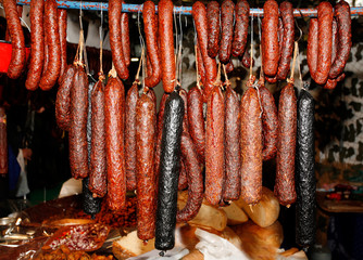 Original hungarian traditional products on farmers market for sale