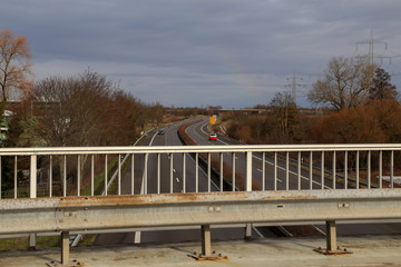 View of the German autobahn from the bridge