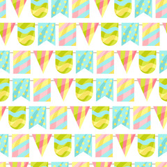 Holiday seamless pattern with garland of flags.