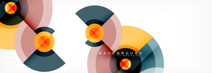 Minimal geometric circles and triangles abstract background, techno modern design, poster template