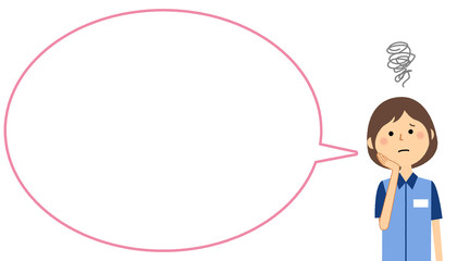 困る女性店員　ふきだし