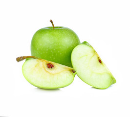 Green apple slice isolated on white background