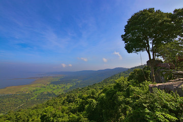 landscape  of  blue sky , tree and mountains, refreshing nature