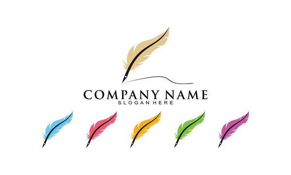Feather pen set template logo