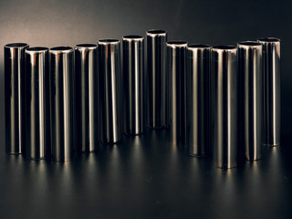 metal chrome pipes on a black background