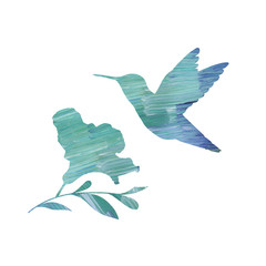Illustration of hummingbird and flower isolated on white background
