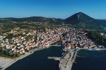 aerial view of Pylos historically also known under its Italian name Navarino, is a town and a former municipality in Messenia, Peloponnese, Greece