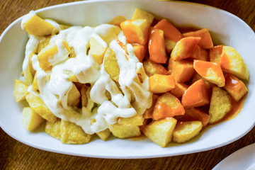 Patatas bravas traditional Spanish potatoes snack tapas