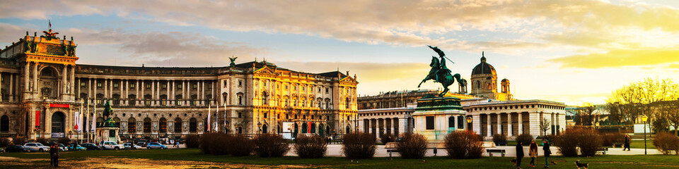 Statue of Archduke Charles in Vienna, Austria at sunset - obrazy, fototapety, plakaty