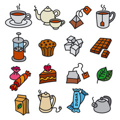 tea icons set