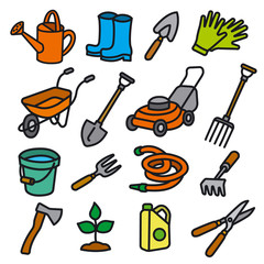 garden tools icons