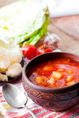 Tomato soup with cabbage and cauliflower