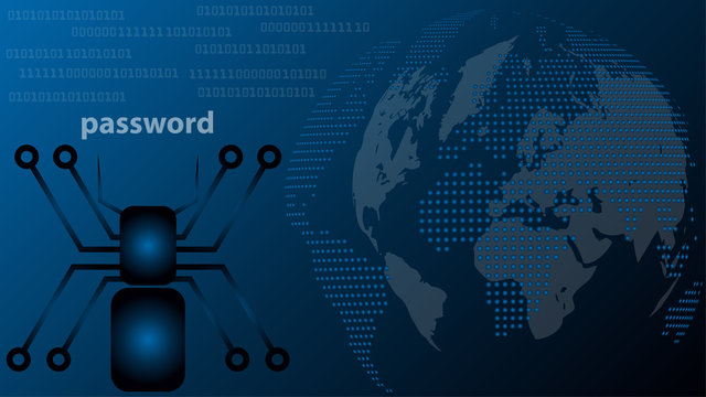 Spinne und Erdball, Sicherheit Konzept, Digital Hintergrund