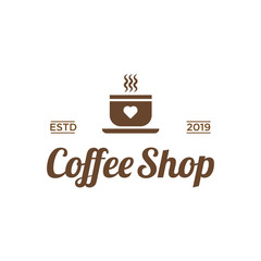 Coffee shop with love icon logo design inspiration