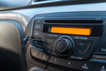 Obraz na płótnie Canvas car radio with AUX function and 3.5 mm wired