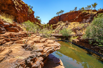 hiking down in weano gorge in karijini national park, western australia 47