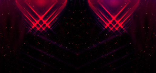 Tunnel in pink neon light, underground passage. Abstract dark pink, red background. Background black empty with neon light. Abstract background with lines and glow