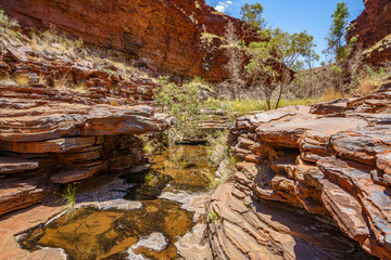 Fototapeta na wymiar hiking down in weano gorge in karijini national park, western australia 64